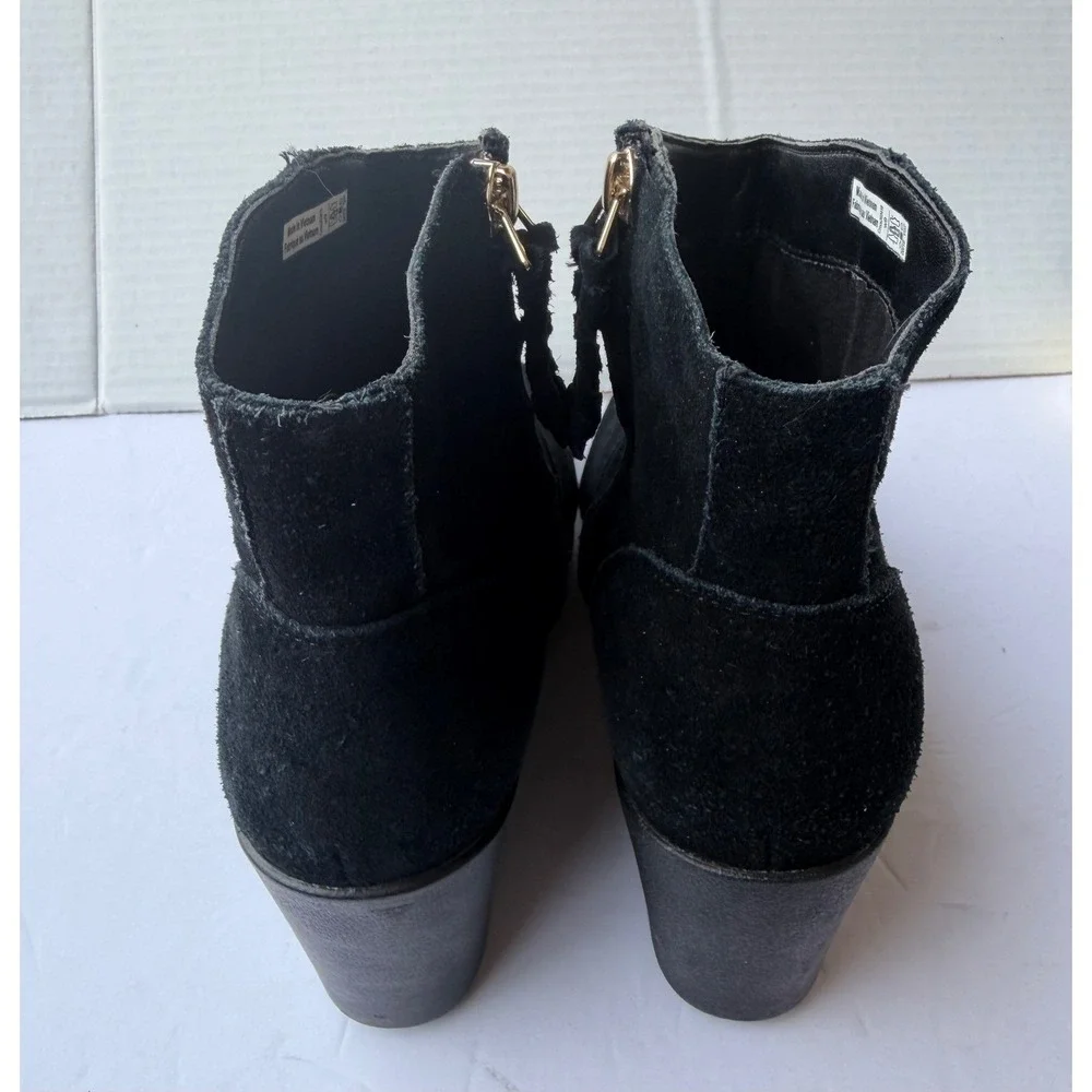 Crocs Leigh Black Suede Zip Up Wedge Dual Comfort Ankle Bootie Boots‎ Sz 9